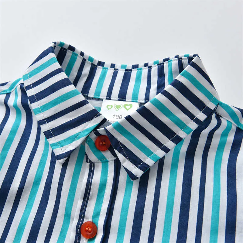 2 Pieces Set Baby Kid Boys Birthday Party Striped Bow Shirts And Solid Color Jumpsuits Wholesale 211109478