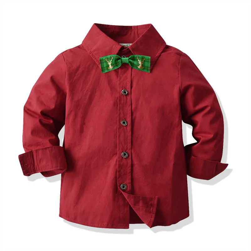 2 Pieces Set Baby Kid Boys Dressy Solid Color Bow Shirts And Suits Trousers Wholesale 211109434