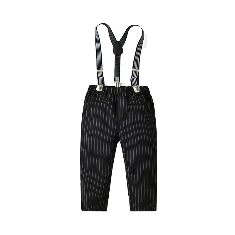 2 Pieces Set Baby Kid Boys Dressy Solid Color Shirts And Striped Jumpsuits Wholesale 21110993