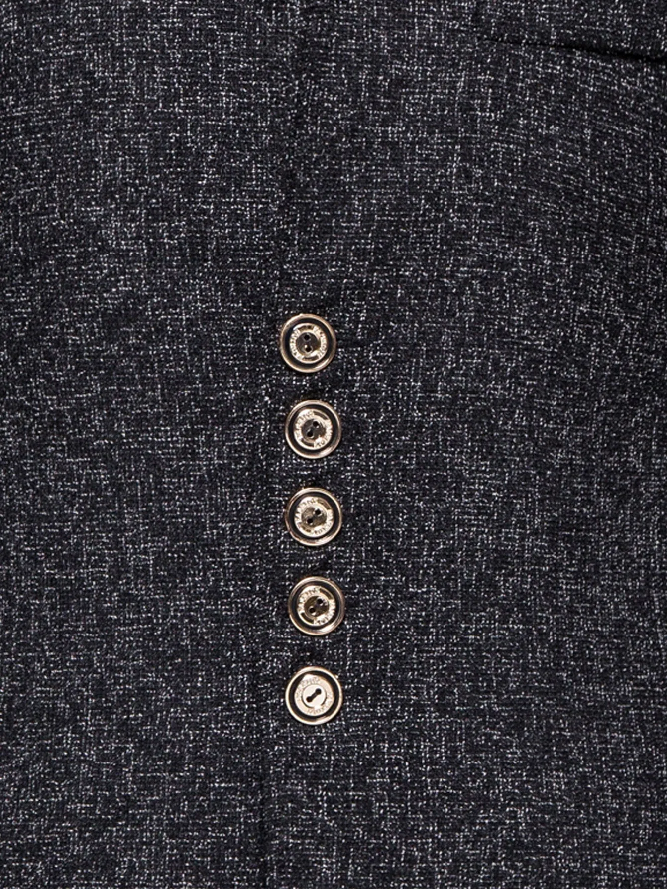 Black Stand Collar Marled Single Breasted Blazer