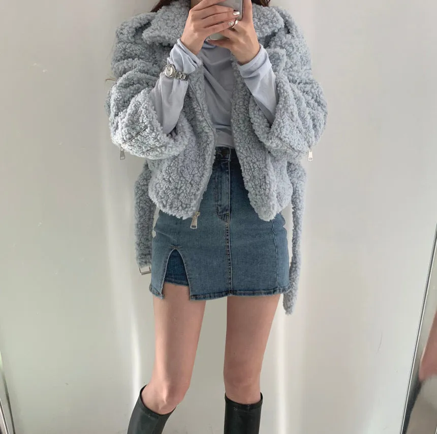 Denim Side Slit Skorts
