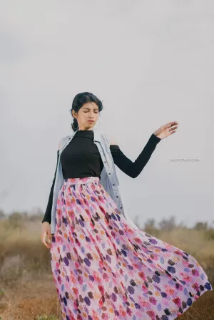 Floral Pleated Georgette Skirt