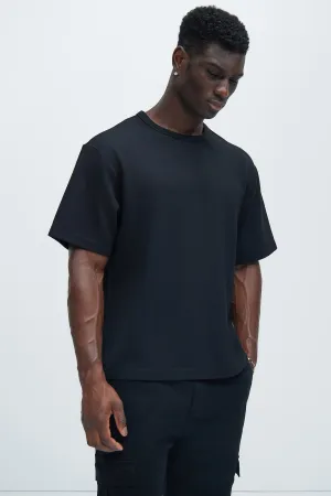 Kamryn Textured Relaxed Short Sleeve Tee - Black