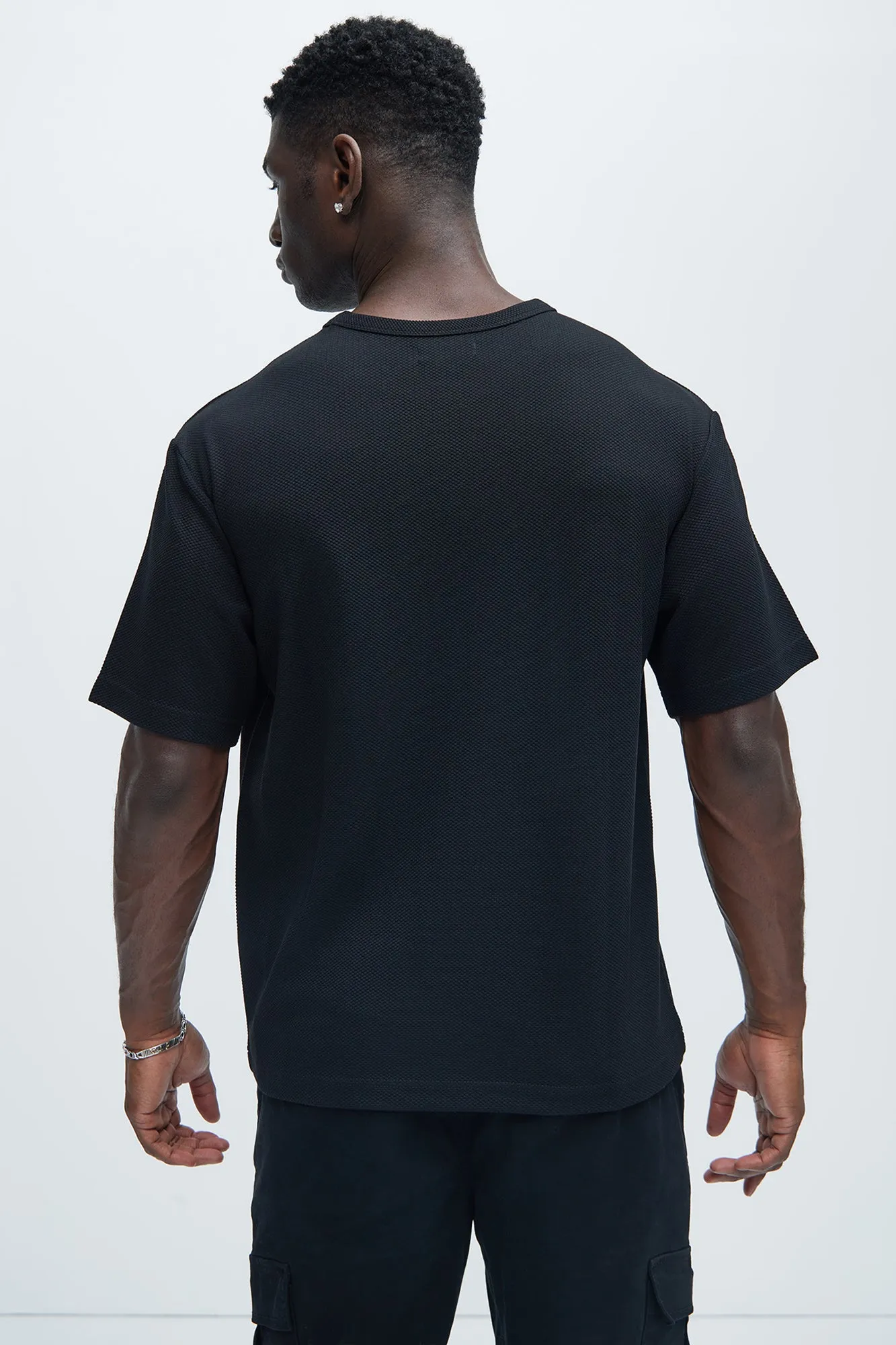 Kamryn Textured Relaxed Short Sleeve Tee - Black