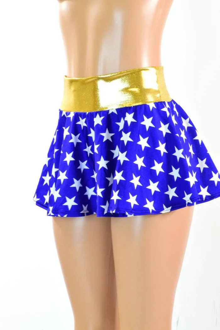 Ready to Ship Blue & White Star Circle Skirt XS